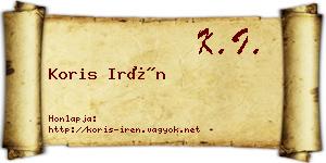 Koris Irén névjegykártya